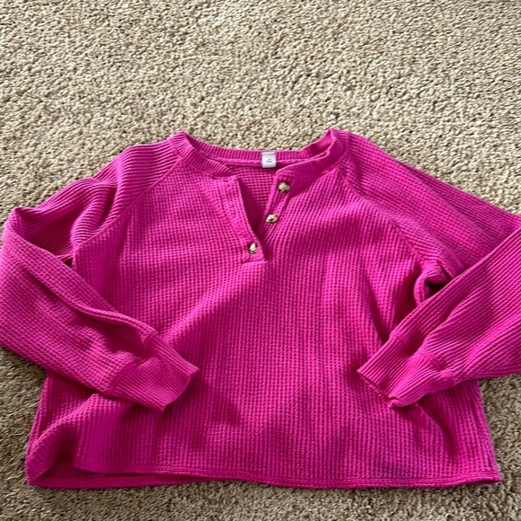 Pink Waffle Knit Women's Top - Picture 1 of 3